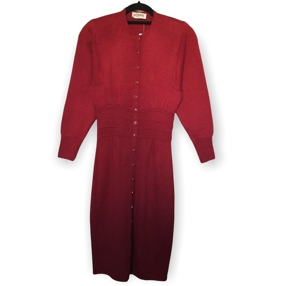 St. John knit long sleeve midi sweater dress red by Marie Gray - Picture 8 of 8